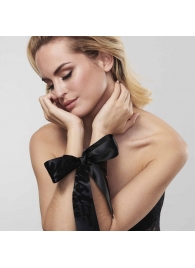 Черные ленты для связывания SILKY SENSUAL HANDCUFFS - Bijoux Indiscrets - купить с доставкой в Подольске