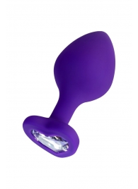 Фиолетовая анальная втулка Diamond Heart с прозрачным кристаллом - 8 см. - ToyFa - купить с доставкой в Подольске