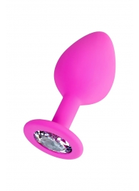 Розовая анальная втулка Brilliant с прозрачным кристаллом - 8 см. - ToyFa - купить с доставкой в Подольске