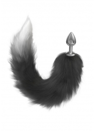 Серебристая анальная пробка с черным хвостом Galaxy - Lola Games - купить с доставкой в Подольске