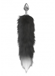 Серебристая анальная пробка с черным хвостом Starlit - Lola Games - купить с доставкой в Подольске