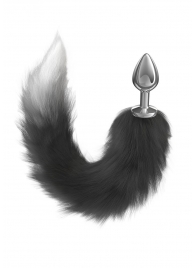 Серебристая анальная пробка с черным хвостом Starlit - Lola Games - купить с доставкой в Подольске