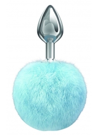 Серебристая анальная пробка с голубым пушистым хвостиком Twinkle - Lola Games - купить с доставкой в Подольске