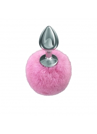 Серебристая анальная пробка с розовым пушистым хвостиком Twinkle - Lola Games - купить с доставкой в Подольске