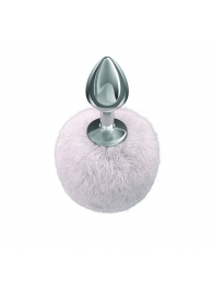 Серебристая анальная пробка с белым пушистым хвостиком Twinkle - Lola Games - купить с доставкой в Подольске