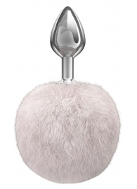 Серебристая анальная пробка с белым пушистым хвостиком Twinkle - Lola Games - купить с доставкой в Подольске