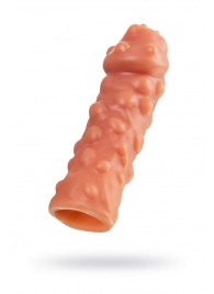 Телесная, покрытая пузырьками насадка на член - 16,5 см. - KOKOS - в Подольске купить с доставкой