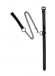 Черный ошейник Sin с поводком - Lola Games - купить с доставкой в Подольске