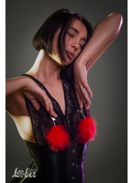 Зажимы на соски с красным пухом Euphoric - Lola Games - купить с доставкой в Подольске