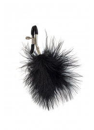 Зажимы на соски с черным пухом Euphoric - Lola Games - купить с доставкой в Подольске