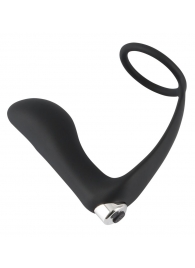 Черное эрекционное кольцо с анальной вибропробкой Vibrating Ring   Plug - Orion - в Подольске купить с доставкой