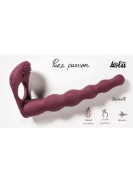 Бордовая вибронасадка для двойного проникновения Farnell - 17 см. - Lola Games - купить с доставкой в Подольске