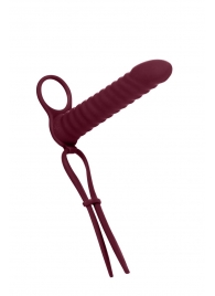 Бордовая вибронасадка для двойного проникновения Rori - 17 см. - Lola Games - купить с доставкой в Подольске