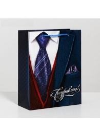 Малый бумажный пакет «Поздравляю!» - 18 х 23 см. - Сима-Ленд - купить с доставкой в Подольске