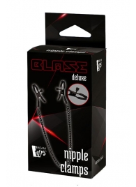Черные зажимы на соски на цепочке BLAZE DELUXE NIPPLE CLAMPS - Dream Toys - купить с доставкой в Подольске