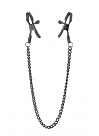 Черные зажимы на соски на цепочке BLAZE DELUXE NIPPLE CLAMPS - Dream Toys - купить с доставкой в Подольске