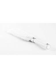 Белая двустороння шлепалка из натуральной кожи и меха - 35 см. - БДСМ Арсенал - купить с доставкой в Подольске