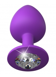 Фиолетовая анальная пробка со стразом Her Little Gem Large Plug - 9,5 см. - Pipedream - купить с доставкой в Подольске