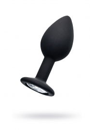 Черная анальная втулка с прозрачным стразом - 7,2 см. - POPO Pleasure - купить с доставкой в Подольске