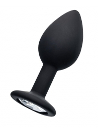 Черная анальная втулка с прозрачным стразом - 7,2 см. - POPO Pleasure - купить с доставкой в Подольске