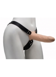 Пустотелый реалистичный фаллопротез на ремешках с заклепками - 17,5 см. - LOVETOY (А-Полимер) - купить с доставкой в Подольске