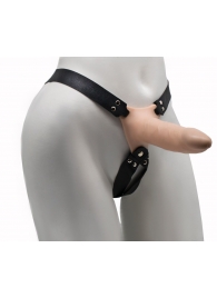 Пустотелый реалистичный фаллопротез на ремешках с заклепками - 16,5 см. - LOVETOY (А-Полимер) - купить с доставкой в Подольске