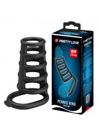 Черная насадка на пенис с подхватом мошонки Rodrigo - Baile - в Подольске купить с доставкой