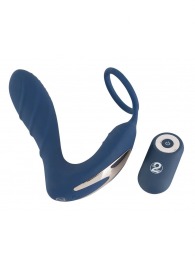 Синий вибростимулятор простаты с кольцом - 14,5 см. - Orion - в Подольске купить с доставкой