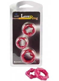 Набор из 3 малиновых рельефных эрекционных колец - Sitabella - в Подольске купить с доставкой