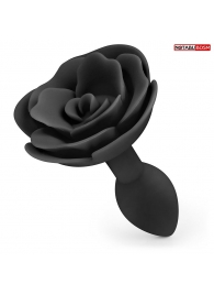 Черная гладкая анальная втулка-роза - Notabu - купить с доставкой в Подольске
