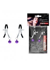 Оригинальные зажимы на соски с фиолетовыми шариками - Notabu - купить с доставкой в Подольске