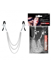 Оригинальные зажимы на соски с тройной цепочкой - Notabu - купить с доставкой в Подольске