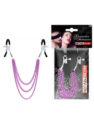 Оригинальные зажимы на соски с тройной розовой цепочкой - Notabu - купить с доставкой в Подольске