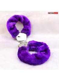 Металлические наручники с мягкой фиолетовой опушкой - Notabu - купить с доставкой в Подольске