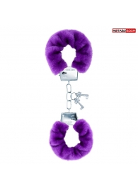 Металлические наручники с мягкой фиолетовой опушкой - Notabu - купить с доставкой в Подольске
