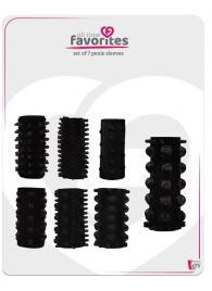 Набор из 7 черных насадок PENIS SLEEVES SET - Dream Toys - в Подольске купить с доставкой