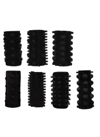 Набор из 7 черных насадок PENIS SLEEVES SET - Dream Toys - в Подольске купить с доставкой