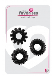 Набор из 3 черных эрекционных колец SET OF 3 COCKRINGS - Dream Toys - в Подольске купить с доставкой