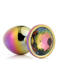 Голографическая анальная втулка с радужным кристаллом - 7,1 см. - Dream Toys - купить с доставкой в Подольске