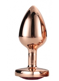 Золотистая анальная втулка с кристаллом-сердечком розового цвета - 7,1 см. - Dream Toys - купить с доставкой в Подольске