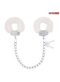 Белые меховые оковы на сцепке с ключиками - Notabu - купить с доставкой в Подольске