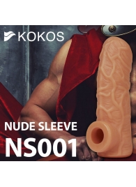 Телесная открытая насадка-реалистик с подхватом мошонки Nude Sleeve M - 12 см. - KOKOS - в Подольске купить с доставкой