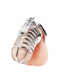 Металлическая клетка Deluxe Сhastity Сage с замком - BlueLine - купить с доставкой в Подольске