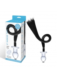 Стеклянная анальная пробка с черным конским хвостом - Glas - купить с доставкой в Подольске