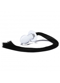 Стеклянная анальная пробка с черным конским хвостом - Glas - купить с доставкой в Подольске