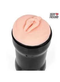 Телесный мастурбатор-вагина в черной колбе - 1137 - в Подольске купить с доставкой