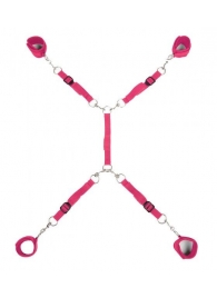 Ярко-розовый набор фиксаций на кровати Classic Bed Spreader - Lux Fetish - купить с доставкой в Подольске