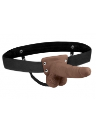 Коричневый перезаряжаемый вибрострапон - 18 см. - Lux Fetish - купить с доставкой в Подольске