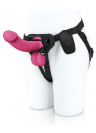 Розовый вибратор-реалистик на трусиках с кольцом - 17,8 см. - Pegasus - купить с доставкой в Подольске