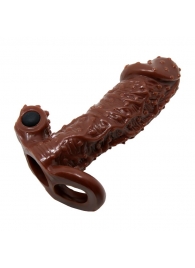 Коричневая насадка с точками, клиторальным стимулятором и подхватом - 13,7 см. - Baile - в Подольске купить с доставкой